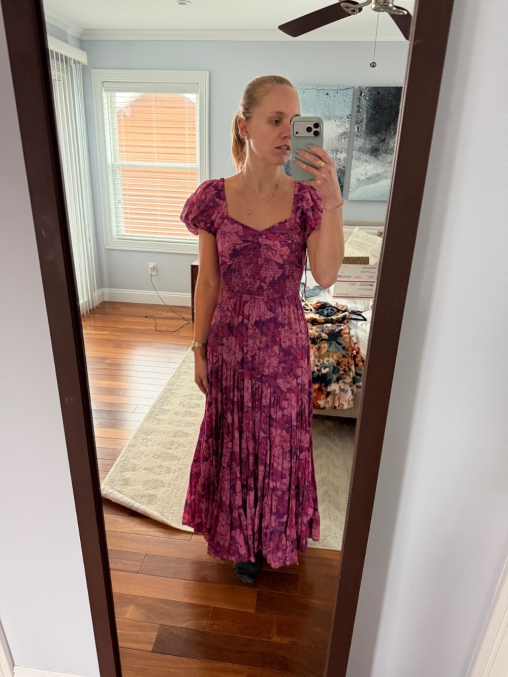 Free people puff sleeve fuchsia maxi dress - Picture 5 of 5